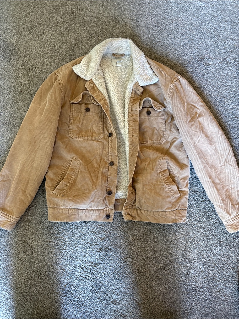 H&M Tan Corduroy Sherpa-Lined Field Jacket